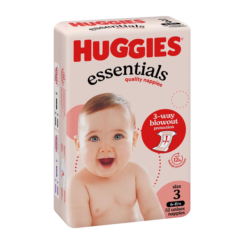 Load image into Gallery viewer, Huggies Essentials Size 3 6-11kg 52 Nappies
