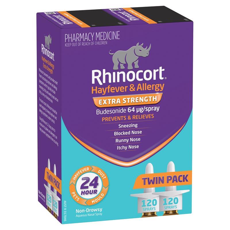 Load image into Gallery viewer, Rhinocort Extra Strength Hayfever &amp; Allergy Nasal Spray 120 Sprays x 2 Pack
