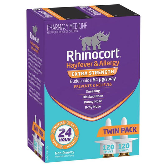 Rhinocort Extra Strength Hayfever & Allergy Nasal Spray 120 Sprays x 2 Pack