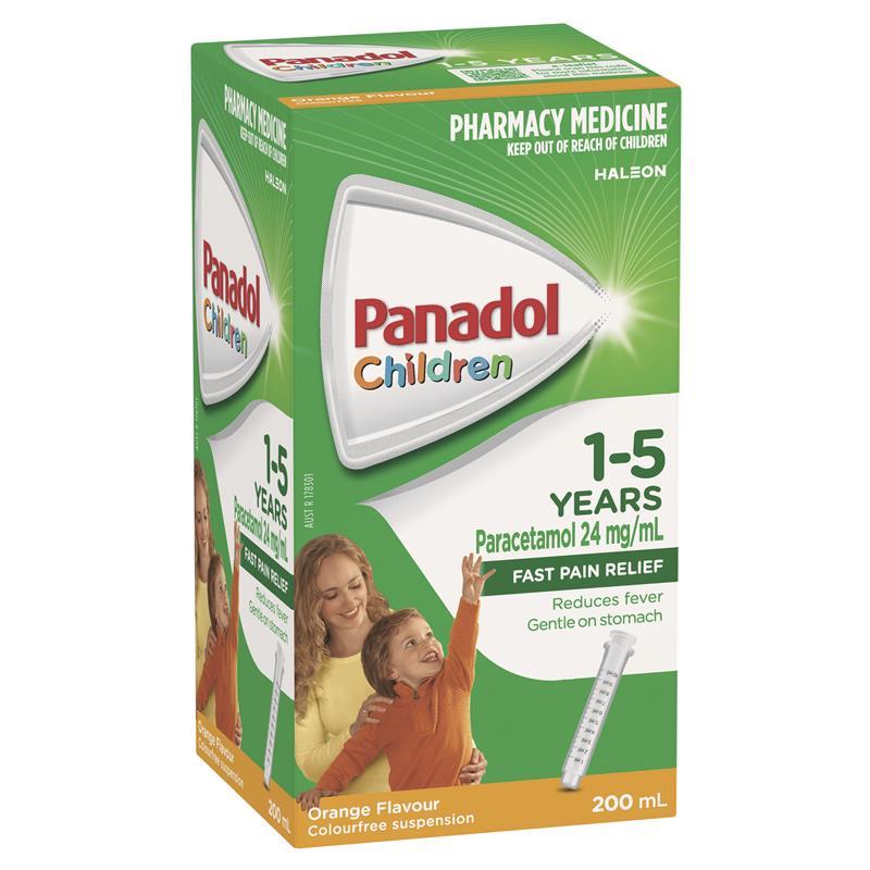 Load image into Gallery viewer, Panadol Children 1-5 Years Suspension Fever &amp; Pain Relief Orange Flavour 200ml
