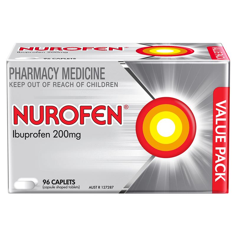 Load image into Gallery viewer, Nurofen Pain and Inflammation Relief Caplets 200mg Ibuprofen 96 Pack
