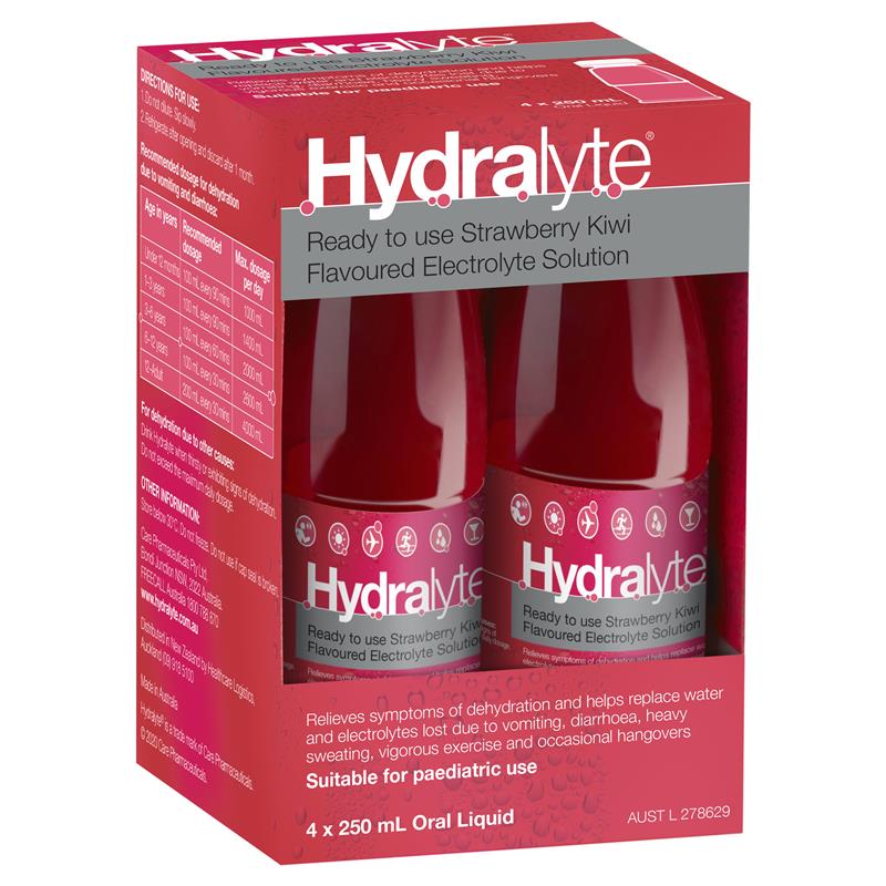 Load image into Gallery viewer, Hydralyte Electrolyte Strawberry and Kiwi 4x250ml Solution
