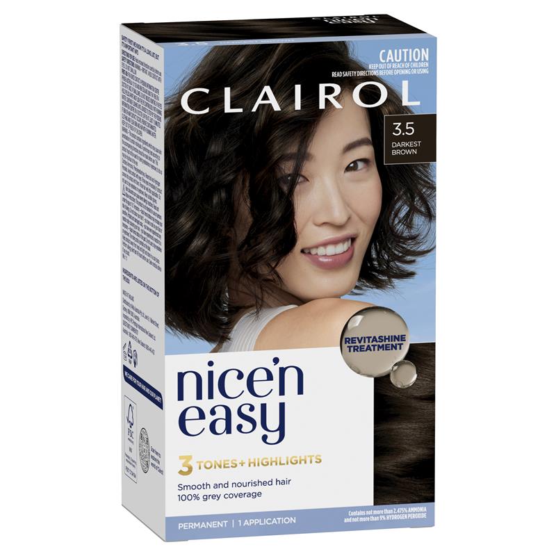 Load image into Gallery viewer, Clairol Nice N Easy 3.5 Darkest Brown Permanent Hair Colour
