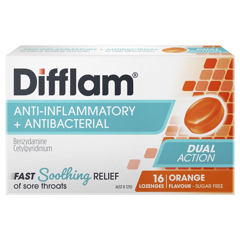 Load image into Gallery viewer, Difflam Sore Throat Sugar Free Orange 16 Lozenges
