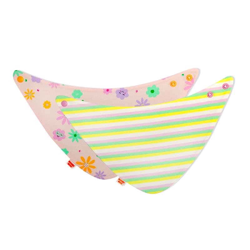 Load image into Gallery viewer, Bambi Mini Co. Dribblebib GirIs Neon Floral and Candy Stripe Reverse Bibs 2 Pack
