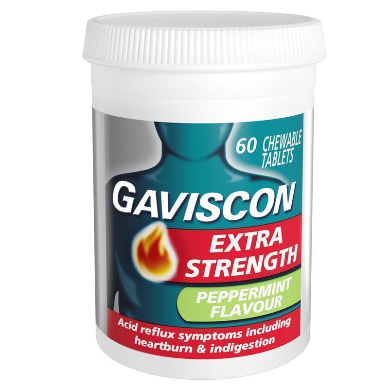 Load image into Gallery viewer, Gaviscon Extra Strength Peppermint 60 Chewable Tablets
