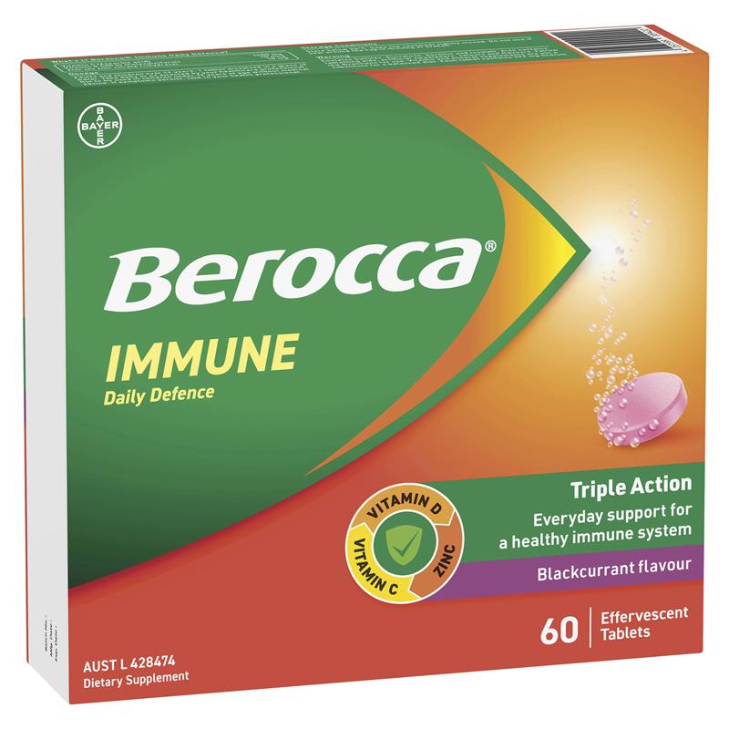 Load image into Gallery viewer, Berocca Immune Daily Defence Blackcurrant 60 Effervescent Tablets Exclusive Size
