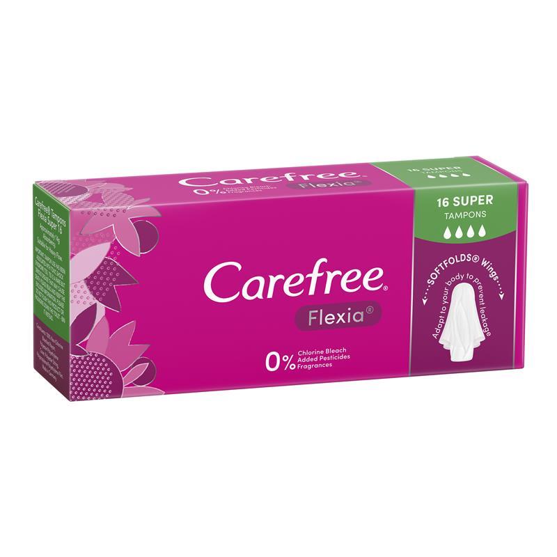 Load image into Gallery viewer, Carefree Flexia Fragrance Free Super Tampons With Wings 16 Pack
