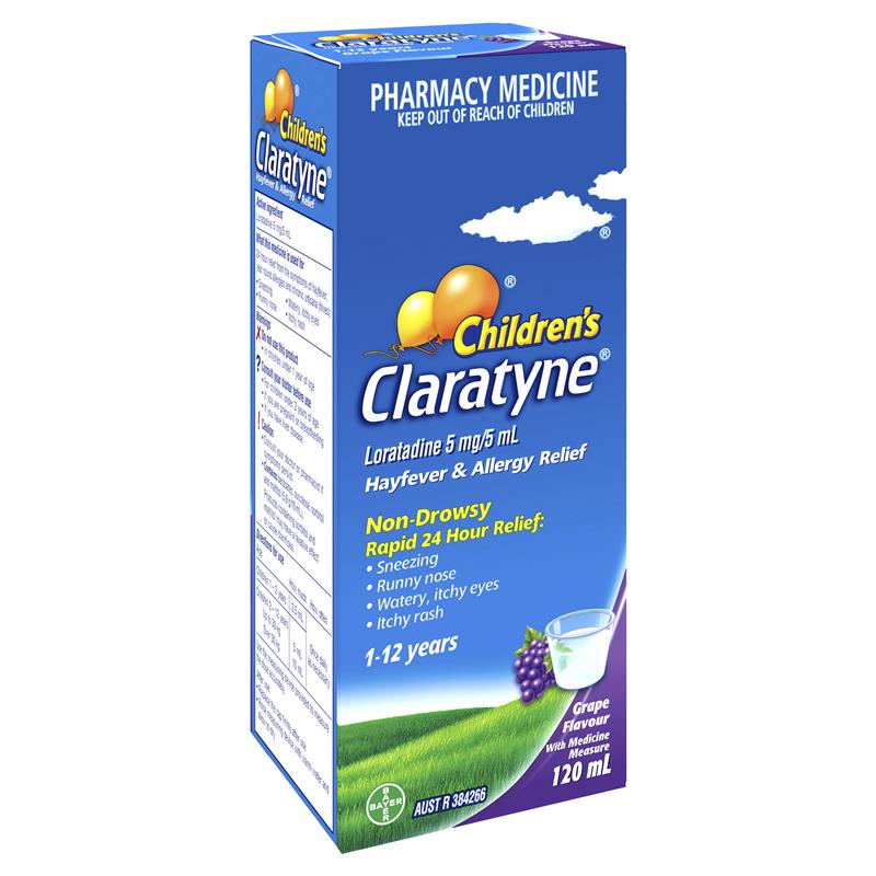 Load image into Gallery viewer, Children's Claratyne Allergy &amp; Hayfever Relief Syrup For Kids Grape Flavour 120mL
