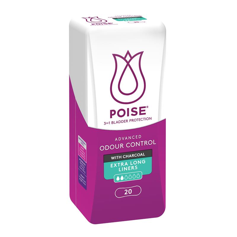 Load image into Gallery viewer, Poise Charcoal Extra Long Liner 20 Pack

