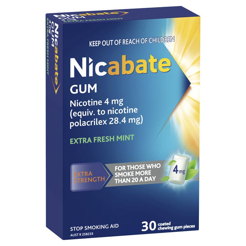 Load image into Gallery viewer, Nicabate Extra Fresh Mint Gum Quit Smoking 4mg 30 pieces
