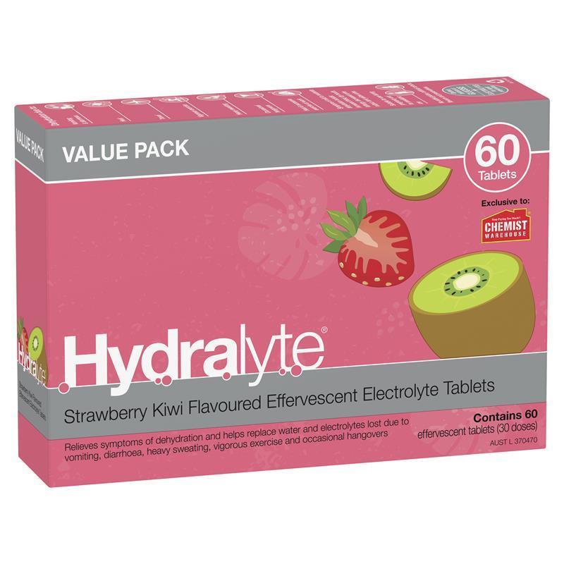Load image into Gallery viewer, Hydralyte Electrolyte Effervescent Strawberry Kiwi 60 Tablets Exclusive Size
