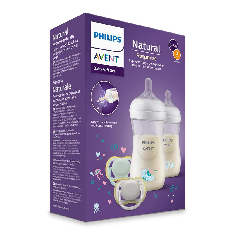 Load image into Gallery viewer, Avent Natural Response Gift Pack Sea Design Bottle 260ml
