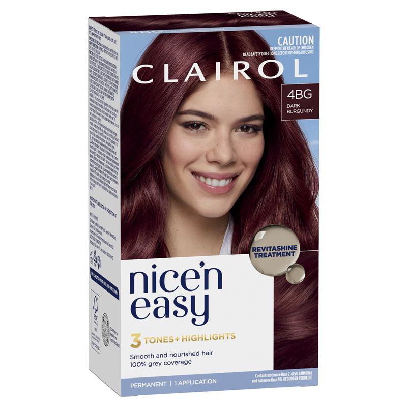 Load image into Gallery viewer, Clairol Nice N Easy 4BG Burgundy Permanent Hair Colour
