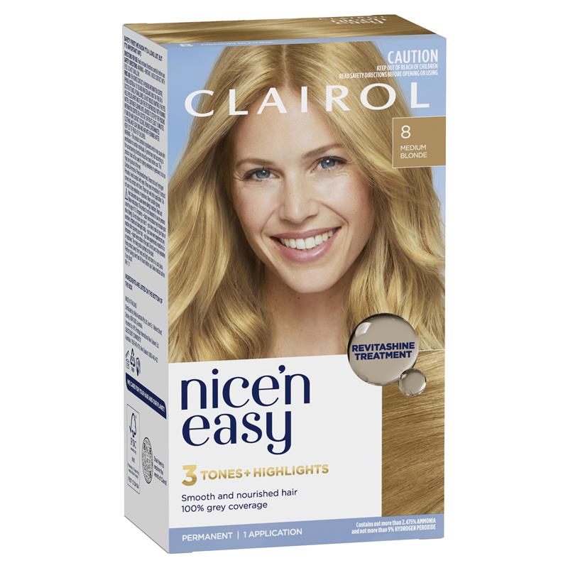 Load image into Gallery viewer, Clairol Nice N Easy 8 Natural Medium Blonde Permanent Hair Colour
