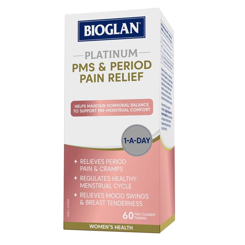 Load image into Gallery viewer, Bioglan Platinum PMS &amp; Period Pain Relief 60 Tablets
