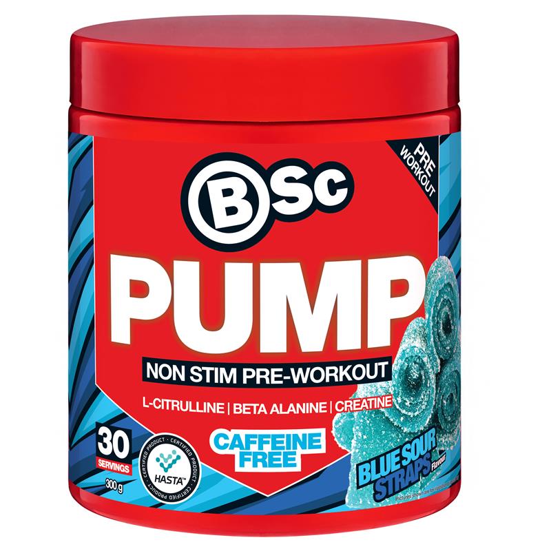 Load image into Gallery viewer, BSc Pump Non Stim Pre-Workout Blue Sour Straps 300g
