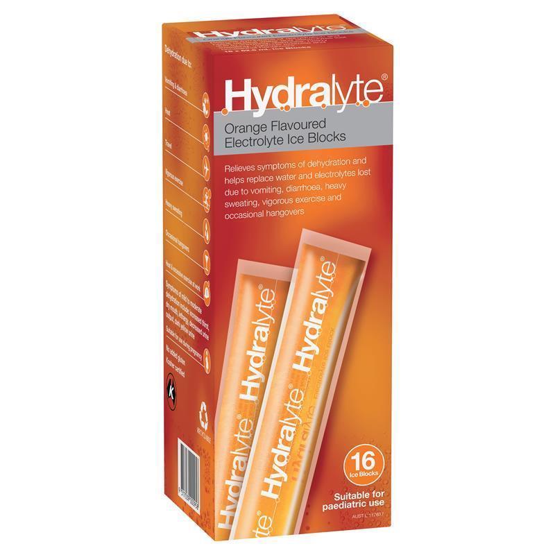 Load image into Gallery viewer, Hydralyte Rehydration Orange Flavoured Ice Blocks 16 Pack
