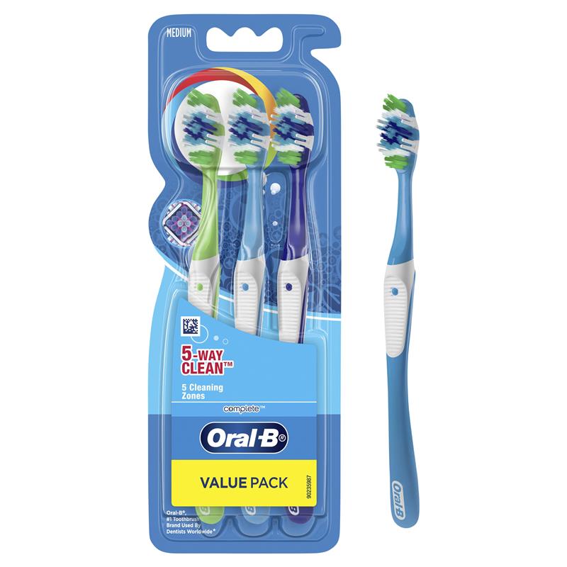 Load image into Gallery viewer, Oral B Toothbrush Complete 5 Way Clean Medium 3 Pack
