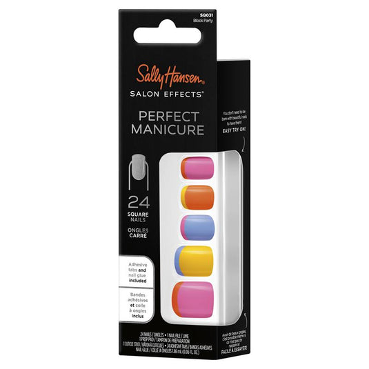 Sally Hansen Salon Effects Perfect Manicure 24 Square Press On Nails Block Party