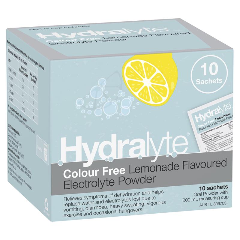 Load image into Gallery viewer, Hydralyte Electrolyte Powder Colour Free Lemonade 4.9g x 10
