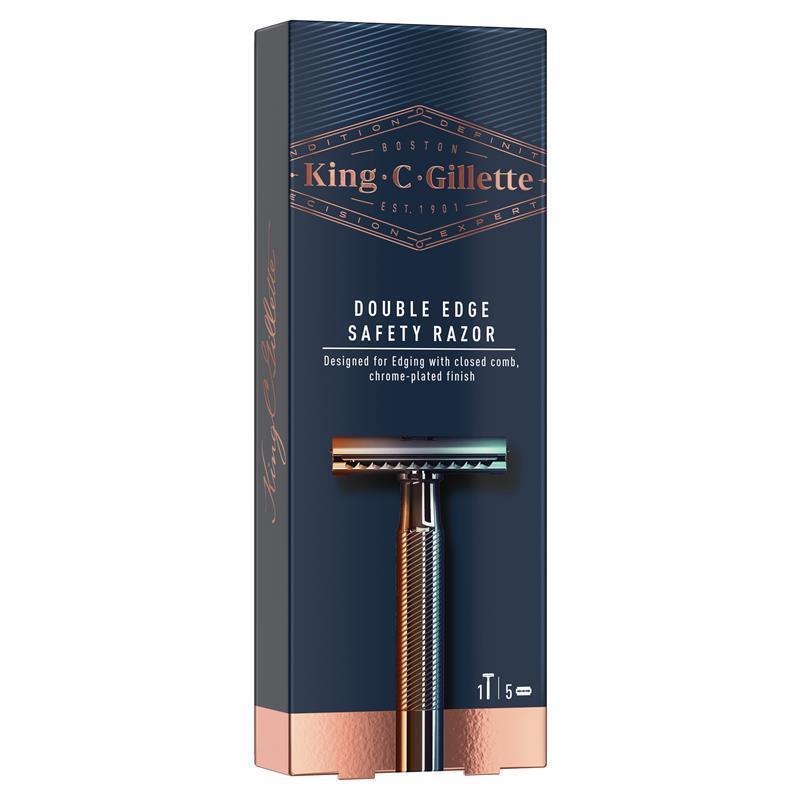 Load image into Gallery viewer, King C Gillette Double Edge Safety Razor + 5 Razor Blades
