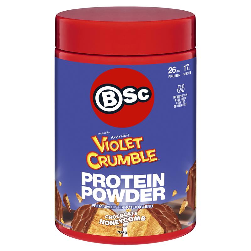 Load image into Gallery viewer, BSc x Violet Crumble Protein Powder Chocolate Honeycomb 700g
