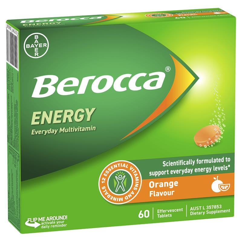 Load image into Gallery viewer, Berocca Energy Orange 60 Effervescent Tablets Exclusive Size
