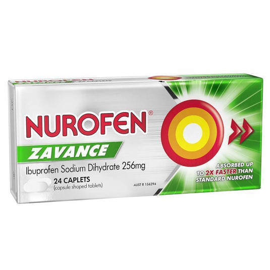 Nurofen Zavance Ibuprofen 256mg Caplets 24 Pack