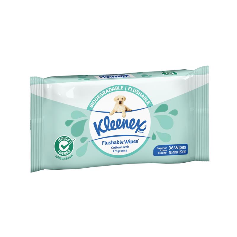 Load image into Gallery viewer, Kleenex Flushable Wipes Cotton Fresh 36 Wipes
