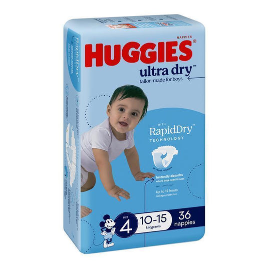 Huggies Ultra Dry Nappies Size 4 Boy 10-15kg Bulk 36 Pack