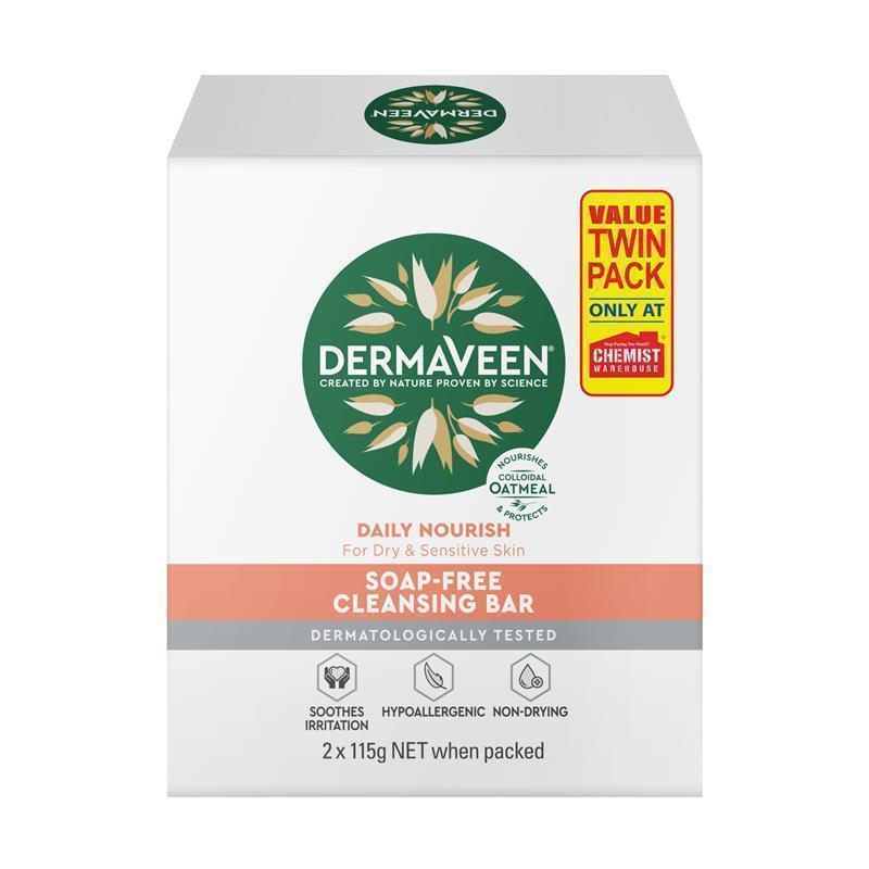 Load image into Gallery viewer, DermaVeen Daily Nourish Soap Free Cleansing Bar 2 x 115g Exclusive Pack
