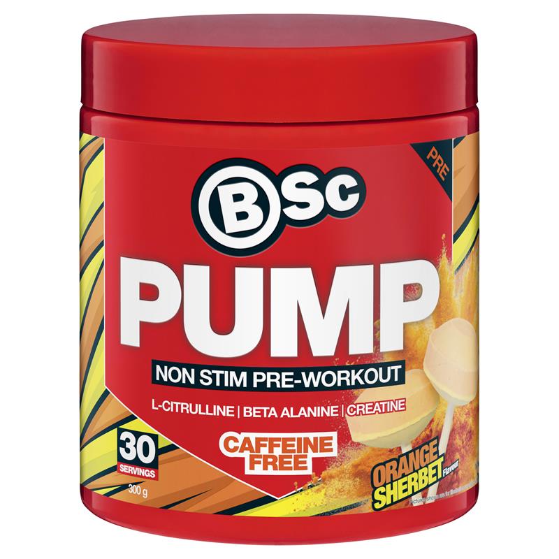 Load image into Gallery viewer, BSc Pump Non Stim Pre-Workout Orange Sherbet 300g
