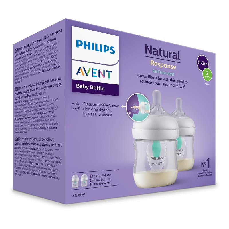 Load image into Gallery viewer, Avent Natural Response Feeding Bottles with AirFree Vent 125ml 2 Pack
