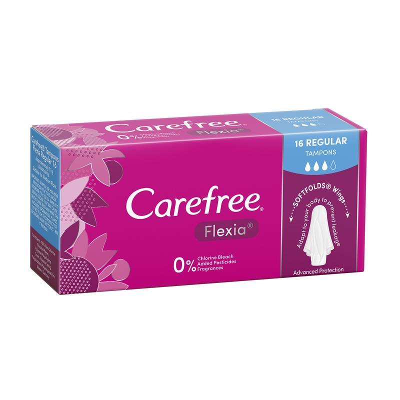Load image into Gallery viewer, Carefree Flexia Fragrance Free Regular Tampons With Wings 16 Pack
