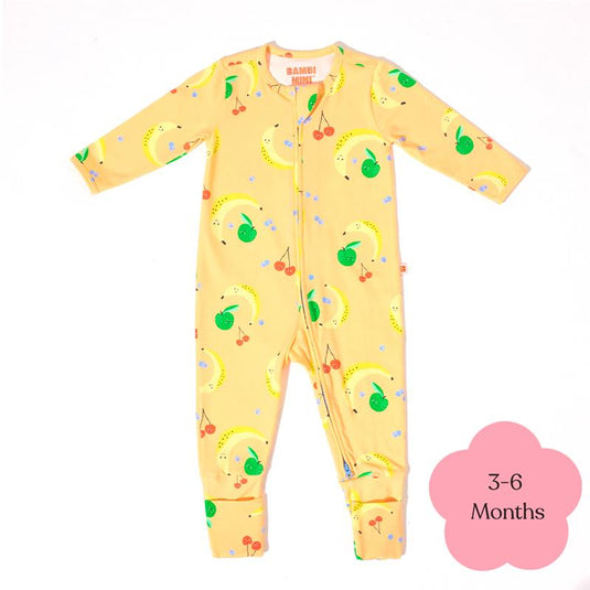 Bambi Mini Co. Wrigglesuit Unisex Orange Fruit Salad 3-6