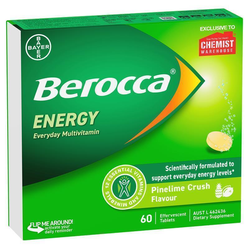 Load image into Gallery viewer, Berocca Energy Pinelime Crush 60 Effervescent Tablets Exclusive
