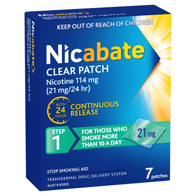 Load image into Gallery viewer, Nicabate Clear Patch Quit Smoking Step 1 21mg 7 Patches
