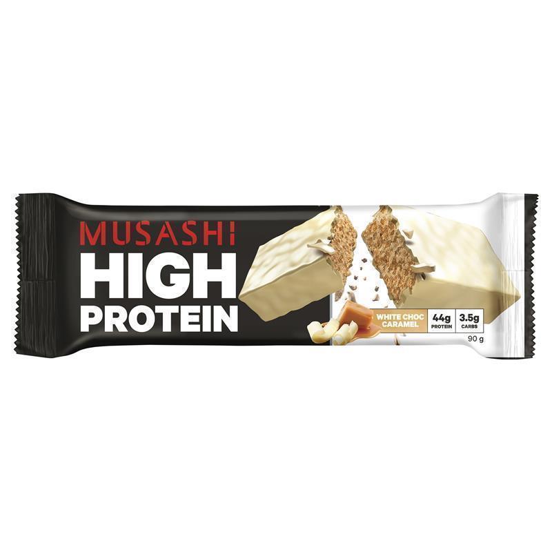 Load image into Gallery viewer, Musashi High Protein White Choc Caramel 90g
