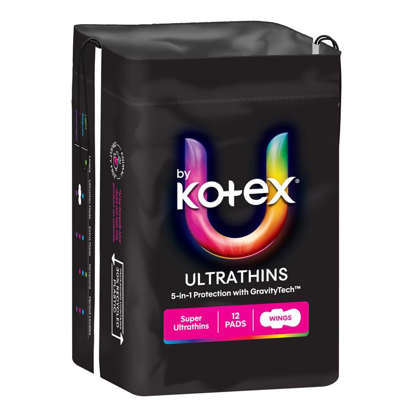 Load image into Gallery viewer, U By Kotex Ultrathins Pads Wing Super 12 Pack
