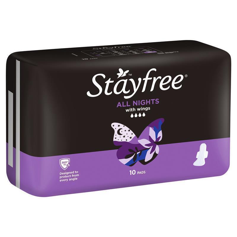 Load image into Gallery viewer, Stayfree All Night Sanitary Pads With Wings 10 Pack
