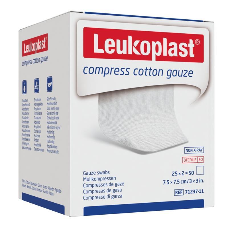 Load image into Gallery viewer, Leukoplast Compress Cotton Gauze 7.5 x 7.5cm 50 Pack
