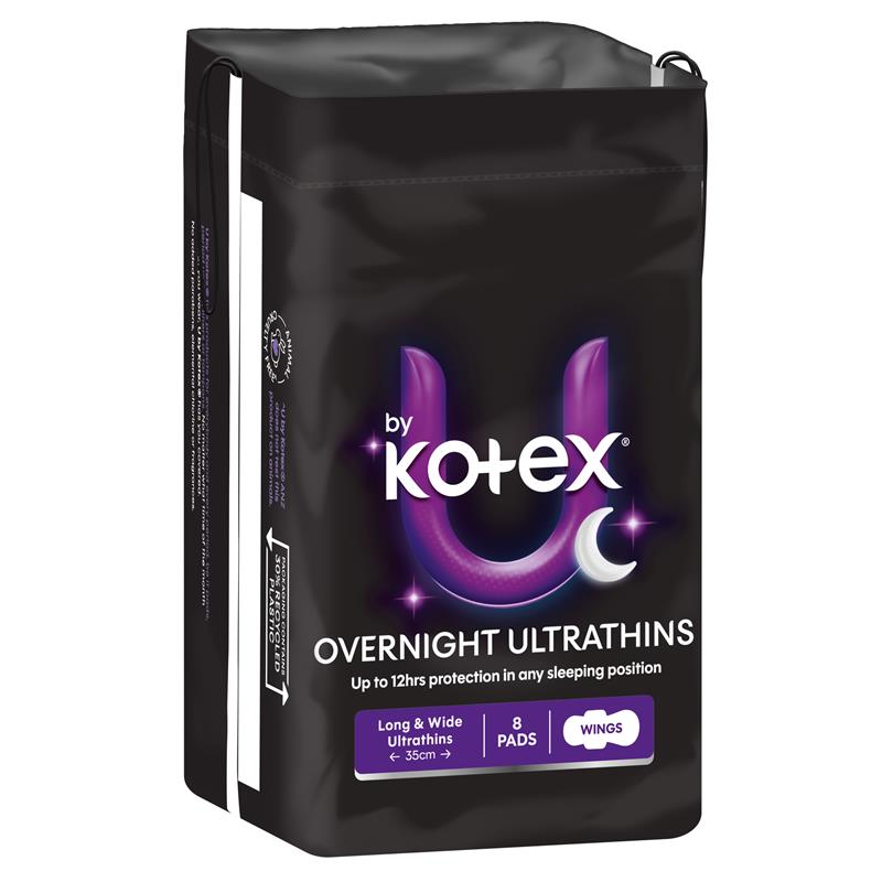 Load image into Gallery viewer, U by Kotex Ultra Thin Overnight Long Wing 8 Pack
