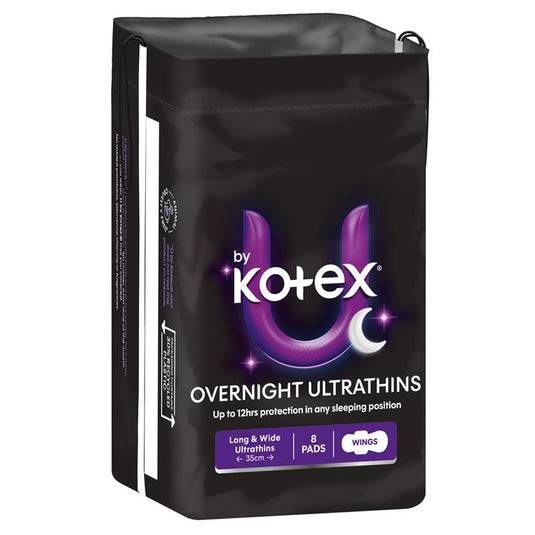 U by Kotex Ultra Thin Overnight Long Wing 8 Pack