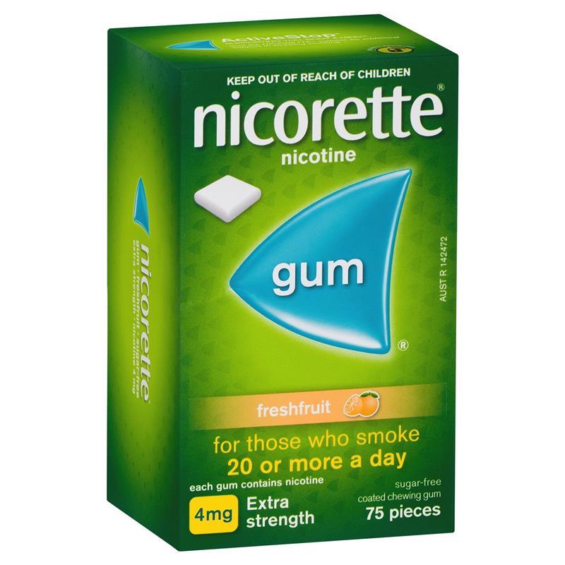 Load image into Gallery viewer, Nicorette Gum 4mg Fresh Fruit 75 Pieces
