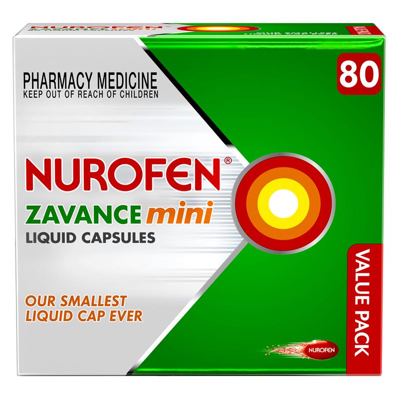 Load image into Gallery viewer, Nurofen Zavance 80 Mini Liquid Capsules Exclusive Size
