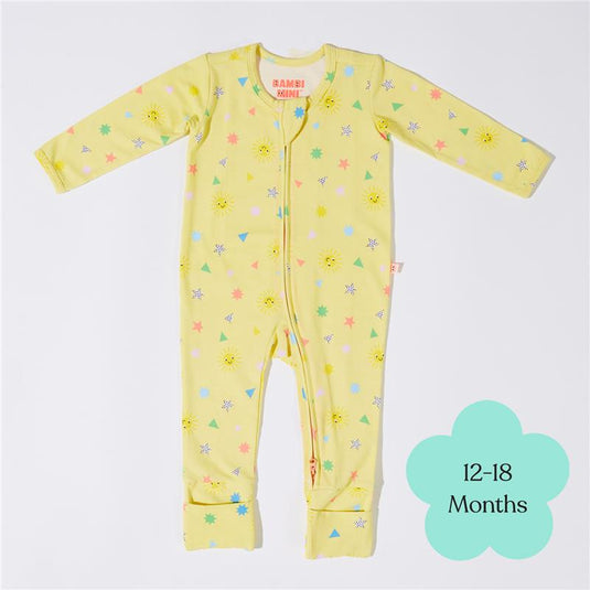 Bambi Mini Co. Wrigglesuit 12-18 Months (with Grippy Feet) Elfin Yellow