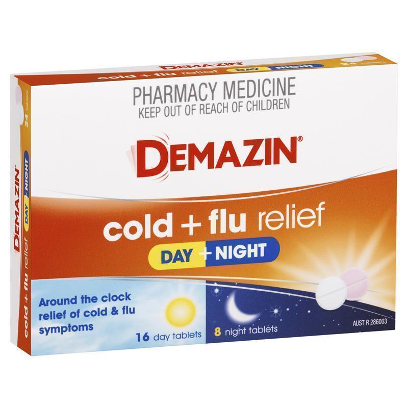 Load image into Gallery viewer, Demazin Cold &amp; Flu Relief Day + Night 24 Tablets

