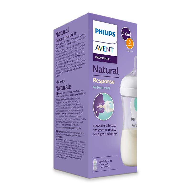 Load image into Gallery viewer, Avent Natural Response Feeding Bottle with AirFree Vent 260ml

