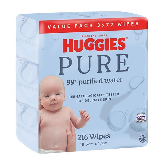Huggies 99% Water Bulk Wipes 72X3 Pack